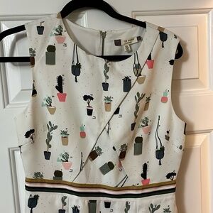 Ted Baker Tetro Cactus Print Dress Size 8 Sleeveless Succulents Plants Ted 3